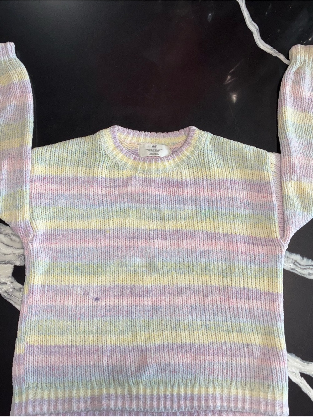 H&M Pastel Striped Crewneck Sweater in Pink, Yellow, Blue, Lavender Girl 6/7
